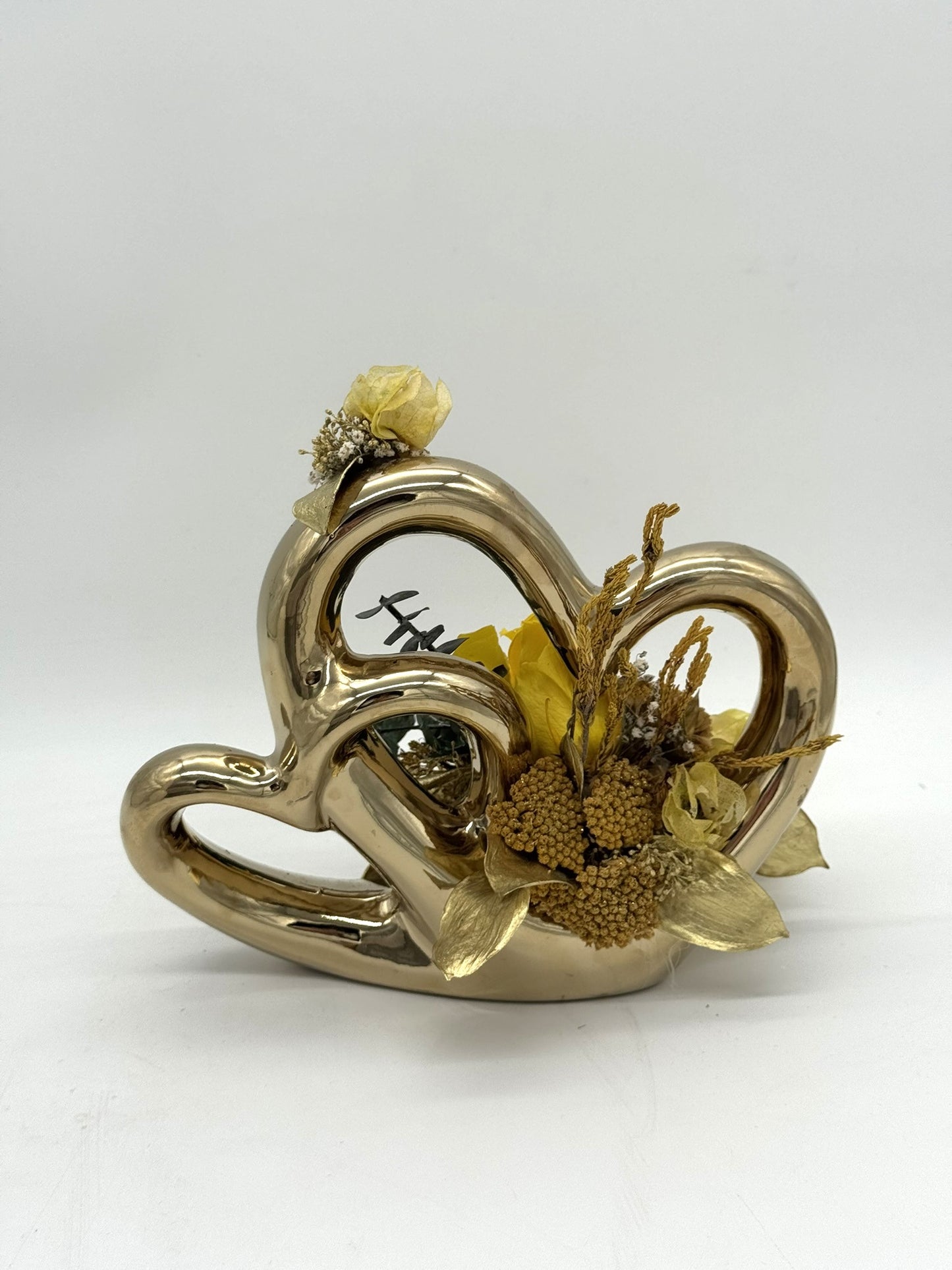 Doppeltes Herz stehend gold gelb