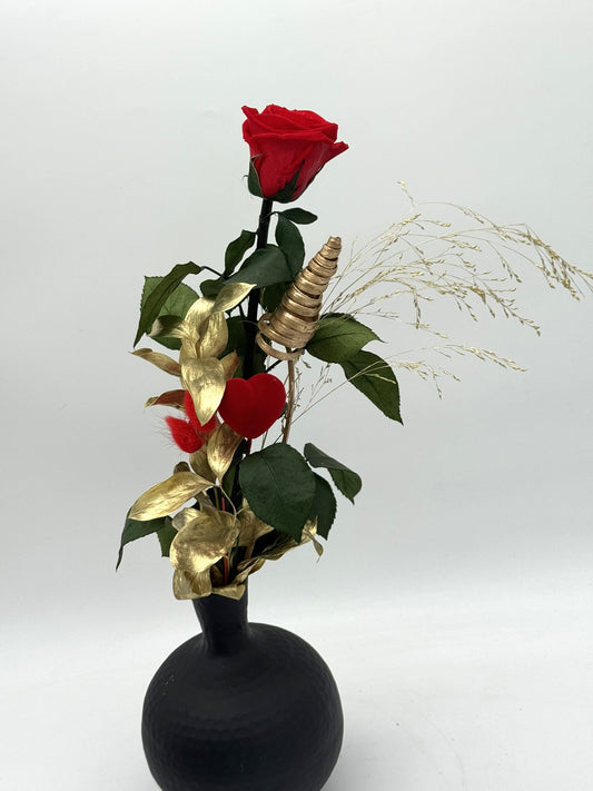 Infinity Rose mit Deko rot gold